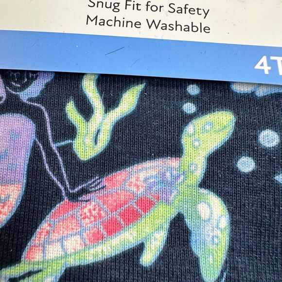 NWT Members Mark Girls Blue 2 Cotton Pajama Sets Sea Creatures & Stars - Size 4T - Picture 4 of 8